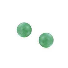 Load image into Gallery viewer, Simple Dyed Gemstone Green Aventurine Round Ball Stud Earrings For Women 925 Sterling Silver 6MM
