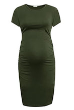 Load image into Gallery viewer, Smallshow Women&#39;s Short Sleeve Maternity Dress Ruched Pregnancy Clothes Medium Army Green
