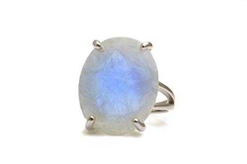 Anemone Jewelry Beautiful Rings - Moonstone Ring in 925 Sterling Silver - Oval Rings for Women - Gift for Sister, Mom, Friend, Partner - Jewelry Box Included