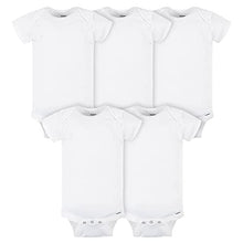 Load image into Gallery viewer, Gerber Baby 5-Pack Solid Onesies Bodysuits, White, Newborn
