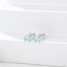 Load image into Gallery viewer, Moonstone Stud Earrings 4MM 925 Sterling Silver Round Moonstone Earrings Jewelry for Women Girls Birthday Gift for Girlfriend
