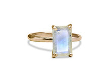 Load image into Gallery viewer, Anemone Unique Moonstone Ring 14K Rose Gold - Genuine Rose Gold Stacking Ring with Different Sizes for Women - Elegant Moonstone Rainbow 3.87 Carats Ring for Inner Strength
