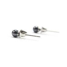Load image into Gallery viewer, 4mm Hematite Ball Studs, Tiny Stud Earrings For Men &amp; Women, Hypoallergenic Surgical Steel
