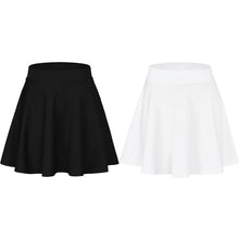 Load image into Gallery viewer, Sweet Hearts Women’s 2-Pack Basic Skater Skirt- Versatile Stretchy Mini Flared Skirt Made in USA Black/White
