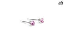 Load image into Gallery viewer, 6mm Light Pink Tourmaline Gemstone Stud Earrings in Sterling Silver - October Birthstone
