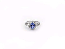 Load image into Gallery viewer, Dazzlingrock Collection 10K Oval Cut Tanzanite &amp; Round Cut Diamond Bridal Halo Engagement Ring, White Gold, Size 8
