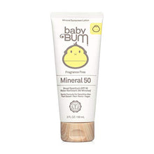 Load image into Gallery viewer, Baby Bum SPF 50 Sunscreen Lotion | Mineral UVA/UVB Face and Body Protection for Sensitive Skin | Fragrance Free | Travel Size | 3 FL OZ
