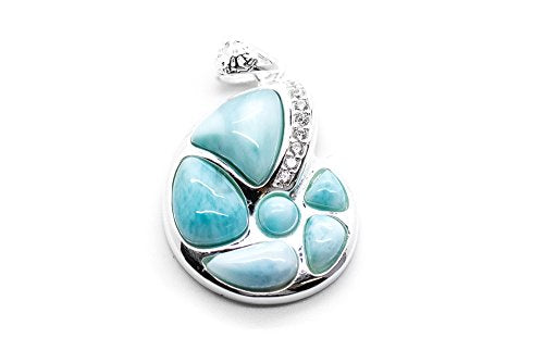 Larimar Pendant Gemstones with 925 Sterling Silver Classic Jewelry Women