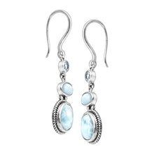 Load image into Gallery viewer, Silpada &#39;Blue Blazes&#39; Natural Larimar &amp; Blue Topaz Drop Earrings in Sterling Silver
