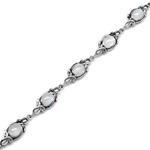 Load image into Gallery viewer, Silvershake 8x6mm Oval Natural Moonstone 925 Sterling Silver Leaf Vintage Inspired 7 to 8.5 Inch Adjustable Bracelet
