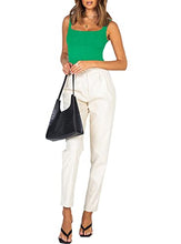 Load image into Gallery viewer, Women’s Sexy Fashion Square Neck Sleeveless Underbust Detailing Ribbed Knit One Piece Slimming Tank Thong Bodysuits Tops Leotards for Going Out Green Small
