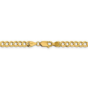 14k Yellow Gold 4.7mm Solid Flat Cuban Chain Necklace 24 Inch Pendant Charm Curb Miami Fine Jewelry For Women Gifts For Her