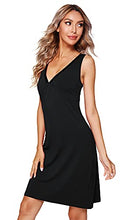 Load image into Gallery viewer, WiWi Women's Soft Bamboo Nightgowns Sleep Shirt Sleeveless Nightgown V Neck Sexy Chemise Sleep Dress S-4X, Black, 4X
