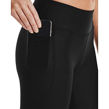 Load image into Gallery viewer, Under Armour Women's HeatGear Armour Mid No-Slip Waistband Pocketed Capri , Black (001)/White , Medium
