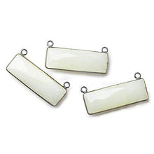 Load image into Gallery viewer, 31x11mm Black Gold Bezel White Moonstone Bar 2 Ring Connector East West 1 Piece
