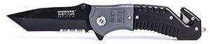 Humvee HMV-KTR-08 Recon 8 Folding Knife with Partially Serrated Stainless Steel Blade and Metal Pocket Clip, Black