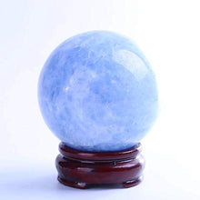 Load image into Gallery viewer, MOKA 1pc Blue Color Natural Celestite Quartz Stone Ball 70-80mm kyanite Crystal Ball Sphere for Reiki Meditation
