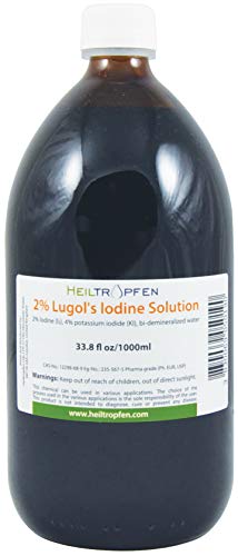 2% Lugols Iodine Solution | 33.8 Fl Oz - 1000 ml | Made with 2 Percent Iodine and 4% Potassium Iodide | Glass Bottle | Lugol's Solution | Heiltropfen®