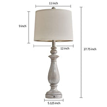 Load image into Gallery viewer, OYEARS Table Lamp 3-Way Dimmable Touch Control Lamp with Dual USB Charging Ports for Lamp Set of 2 Living Room Bedroom Rustic Modern Farmhouse Vintage 27.76”H Grey Resin Bedside Lamp 2 Bulbs
