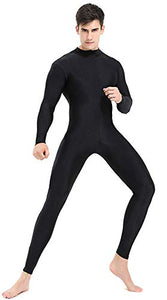 Speerise Mens Turtleneck Spandex Long Sleeve Unitard Bodysuit Dancewear, Black, XXL
