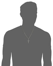 Load image into Gallery viewer, Amazon Collection Men's Sterling Silver Crucifix Pendant Necklace with Stainless Steel Chain, 24"
