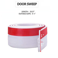Load image into Gallery viewer, Suptikes Door Draft Stopper Under Door Seal for Exterior/Interior Doors, Strong Adhesive Door Sweep Soundproof Weather Stripping, 2" W x 39" L, White

