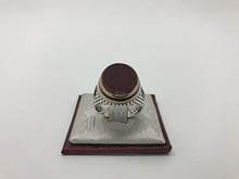 Load image into Gallery viewer, KAR 925K Stamped Sterling Silver Agate (Aqeeq) Ottoman Men&#39;s Ring K51C (8)
