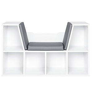 Best Choice Products Multi-Purpose 6-Cubby Kids Bedroom Storage Organizer Bookcases Shelf Furniture Decoration w/Cushioned Reading Nook, White