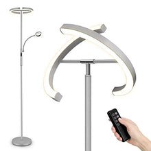 Load image into Gallery viewer, FIMEI Floor Lamp, Modern LED Rotatable Floor Lamp with Reading Light, Standing Lamp with Stepless Dimming and 3000K-6000K Color Temperature, Separately Rotatable Design (Gray)
