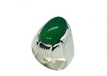 Load image into Gallery viewer, 18 Carat Yemeni Dark Green Aqeeq Mens Ring Sterling Silver 925 Handmade Grape Shape Green Agate Ring Gift for Him Agate Ring Religious Ring (14.5)
