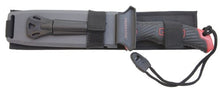 Load image into Gallery viewer, Humvee HMV-KFLD-1 Partially Serrated Field Knife with Fire Starter, Sharpener and Sheath, Black
