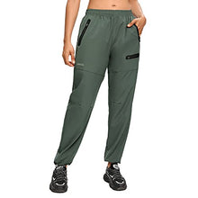 Load image into Gallery viewer, GeeGo Womens Hiking Pants Lightweight Quick Dry Outdoor Travel Cargo Pants Seamless Zipper Pockets Water Resistant UPF 50+ Army Green Medium
