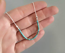 Load image into Gallery viewer, Handmade Sterling Silver Necklace With Tiny Turquoise Beads bar
