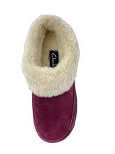 Load image into Gallery viewer, Clarks Womens Faux Fur Lined Clog Slippers Warm Cozy Indoor Outdoor Plush Slipper for Women (8, Burgundy)
