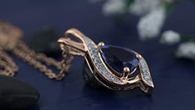 Load image into Gallery viewer, Dazzlingrock Collection Pear 9X6 MM Lab Created Blue Sapphire &amp; Round Natural White Diamond Ladies Teardrop Pendant,14K Rose Gold
