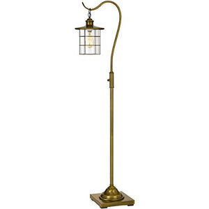Cal Lighting BO-2668FL-BAB Silverton Desk lamp with Glass Shade (Edison Bulb Included), Rubbed Antiqued Brass