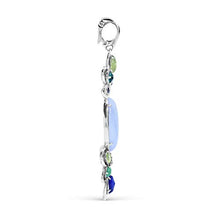 Load image into Gallery viewer, Carolyn Pollack Sterling Silver Blue Lace Agate, Emerald, Green Malachite, Gemstone Pendant Enhancer
