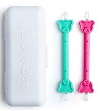 Load image into Gallery viewer, oogiebear - Nose and Ear Gadget. Safe, Easy Nasal Booger and Ear Cleaner for Newborns and Infants. Dual Earwax and Snot Remover. Aspirator Alternative - 2 Pack with case - Raspberry and Seafoam
