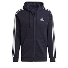 Load image into Gallery viewer, adidas Men's Standard Essentials Fleece 3-Stripes Full-Zip Hoodie, Legend Ink
