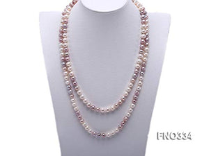 JYX AA + Pearl Long Necklace Classical 8-9mm Multi Color Natural Freshwater Cultured Pearl Sweater Necklace 47"