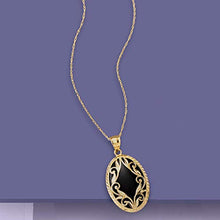 Load image into Gallery viewer, Ross-Simons Oval Black Onyx and 14kt Yellow Gold Pendant Necklace
