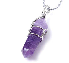 Load image into Gallery viewer, Natural Amethyst Gemstone Pendant Necklace Healing Crystal Reiki Chakra Gem Stones 18 Inch (1pc) Women Girls Men Gifts GGP-E4
