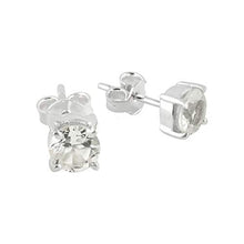 Load image into Gallery viewer, Starborn Danburite Faceted Round Post Earrings in Sterling Silver
