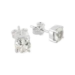 Starborn Danburite Faceted Round Post Earrings in Sterling Silver