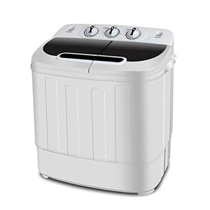 SUPER DEAL Portable Compact Mini Twin Tub Washing Machine w/Wash and Spin Cycle, Built-in Gravity Drain, 13lbs Capacity For Camping, Apartments, Dorms, College Rooms, RV’s, Delicates and more