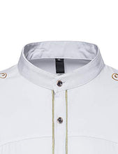 Load image into Gallery viewer, WHATLEES Mens Casual Hipster Mandarin Collar Slim Fit Long Sleeve Dress Shirts with Gold Embroidery T156 White Large
