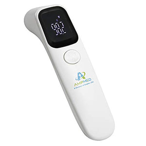 Amplim Hospital Medical Grade Non Contact Digital Clinical Forehead Thermometer for Adults, Kids, Toddlers, Infants, and Babies, FSA HSA Approved, 2001W2, White