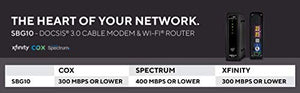 ARRIS SURFboard SBG10 DOCSIS 3.0 Cable Modem & AC1600 Dual Band Wi-Fi Router, Approved for Cox, Spectrum, Xfinity & others (black)