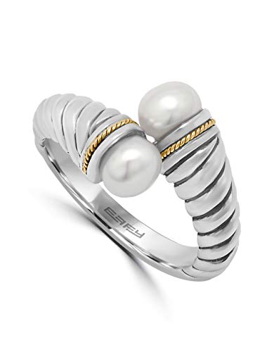 EFFY 925 STERLING SILVER/18K YELLOW GOLD FRESH WATER PEARL RING