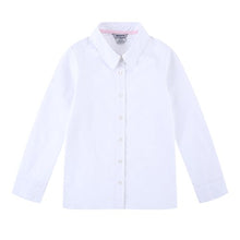 Load image into Gallery viewer, Bienzoe Girls School Uniform Oxford Long Sleeve Blouse Bowtie Pack White M
